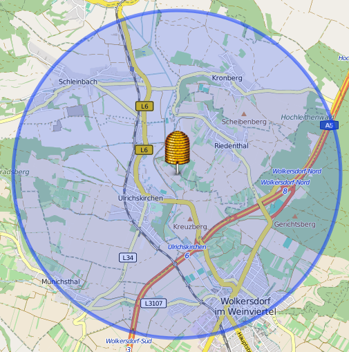 Flugradius Honigbienen Gemeinschaftsgarten Ulrichskirchen